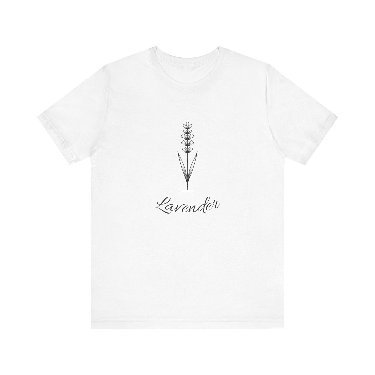 Lavender Unisex Short Sleeve Tee, Floral Graphic Tee, Nature Lover Gift, Minimalist Style Shirt, Eco-Friendly Casual Wear