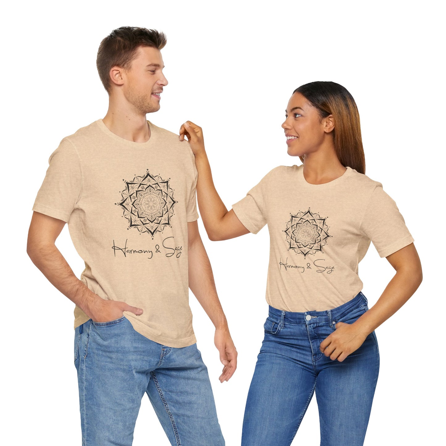 Mandala Harmony Unisex Logo Tee, Boho Style, Spiritual Gift, Meditation Shirt, Yoga Apparel, Casual Wear