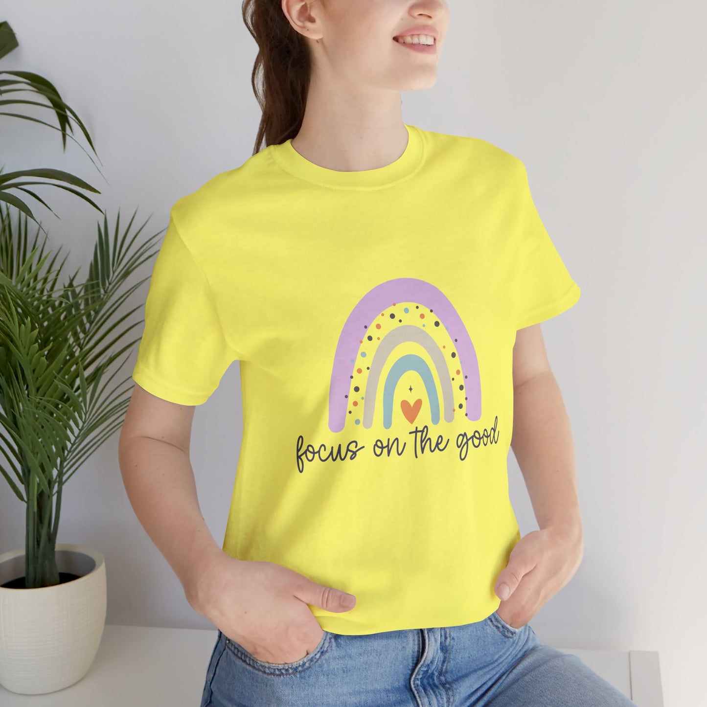 Rainbow Inspirational Tee - Focus on the Good | Positive Vibes T-Shirt, Casual Wear, Gift for Her, Motivational Shirt, Everyday Top