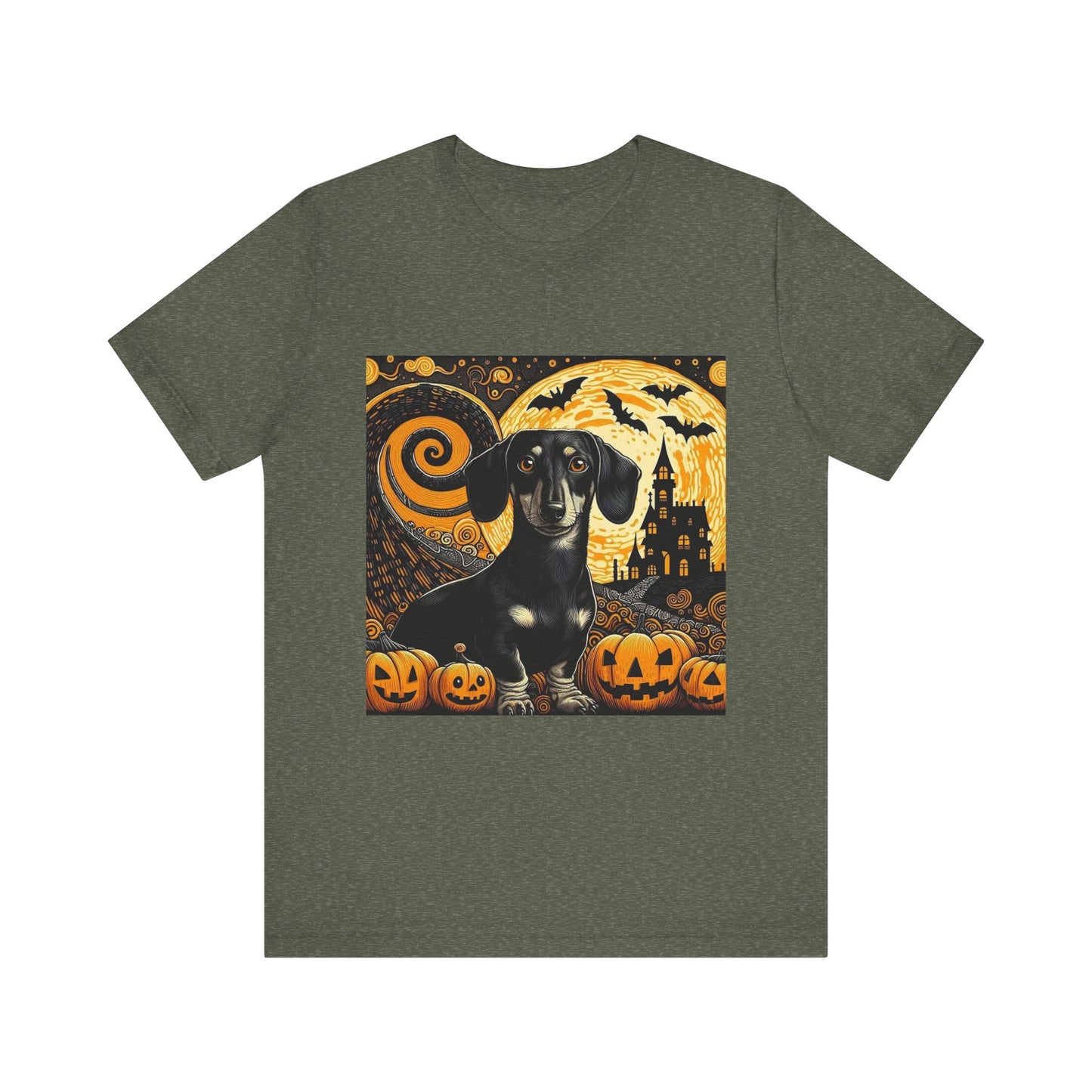 Halloween Dachshund Graphic Tee, Spooky Dog Shirt, Fall T-Shirt, Cute Pet Lover Gift, Unisex Halloween Apparel, Pumpkin Halloween Top