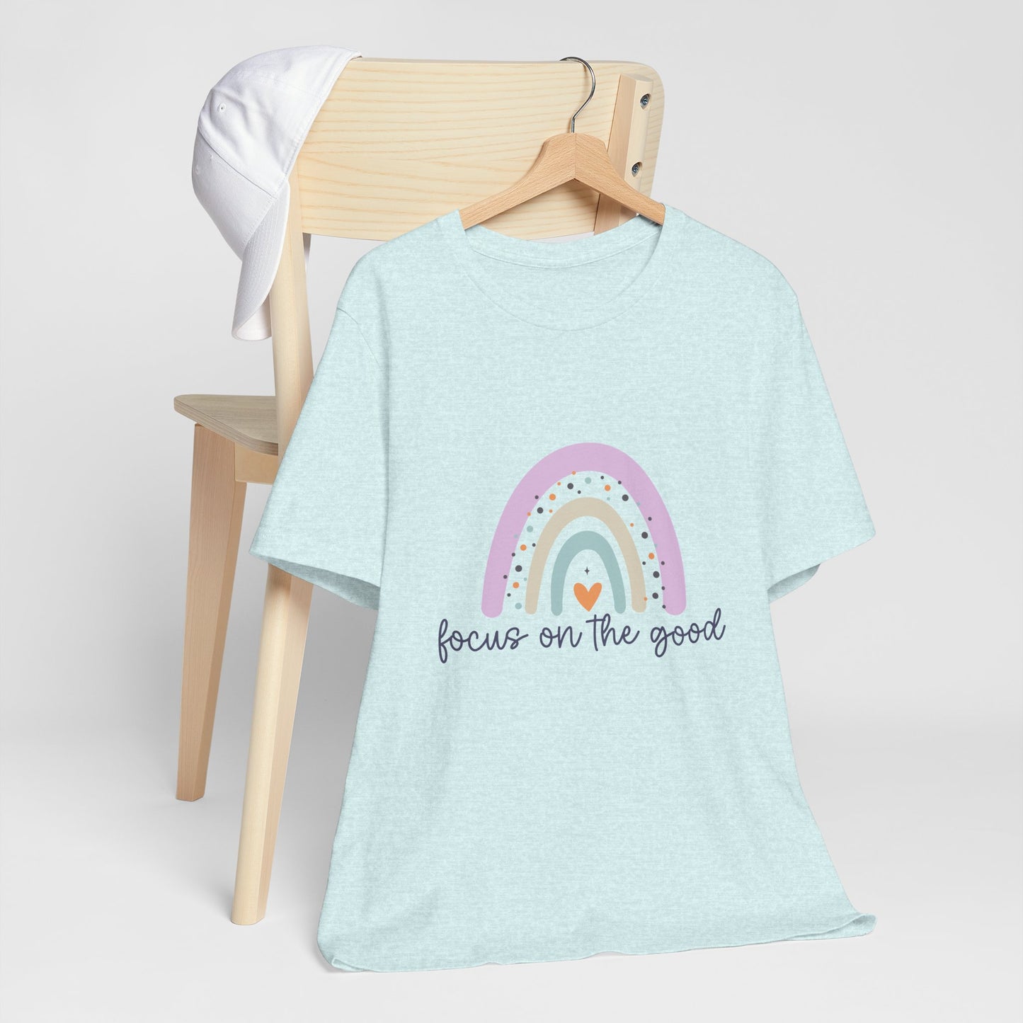 Rainbow Inspirational Tee - Focus on the Good | Positive Vibes T-Shirt, Casual Wear, Gift for Her, Motivational Shirt, Everyday Top