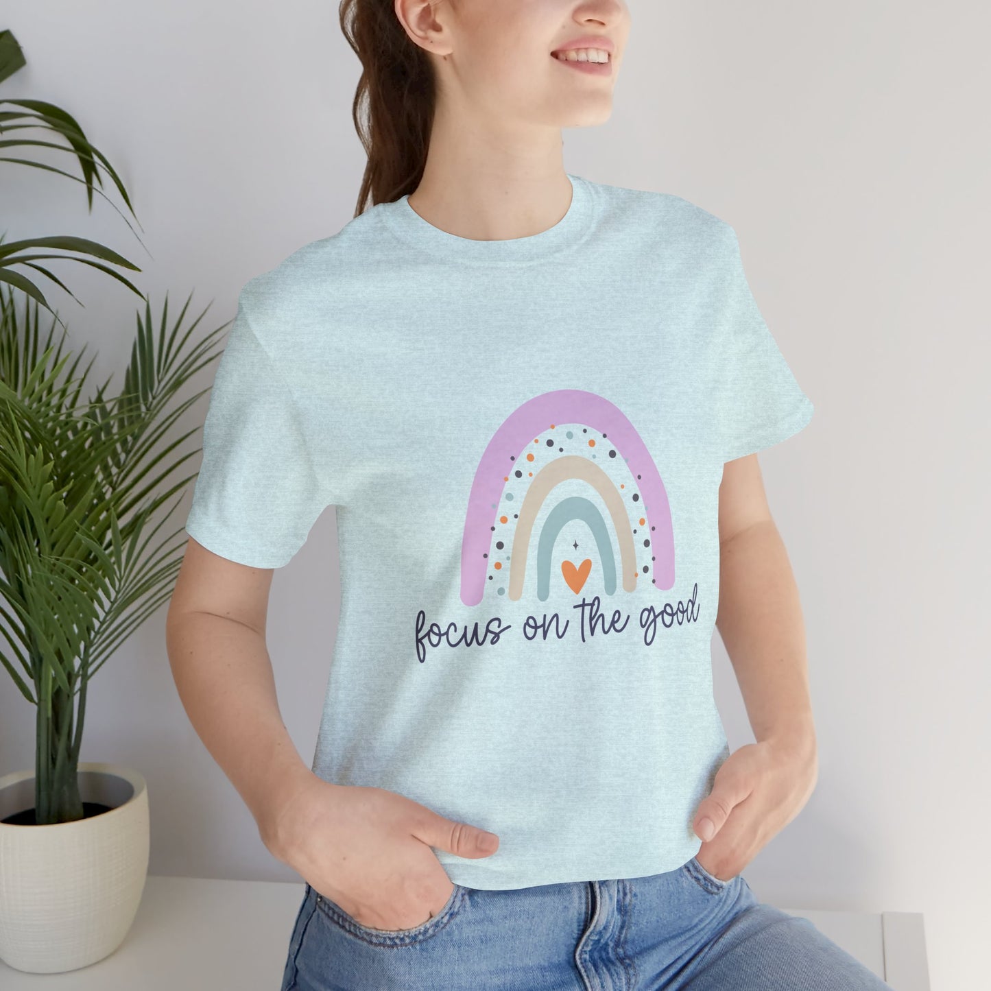 Rainbow Inspirational Tee - Focus on the Good | Positive Vibes T-Shirt, Casual Wear, Gift for Her, Motivational Shirt, Everyday Top