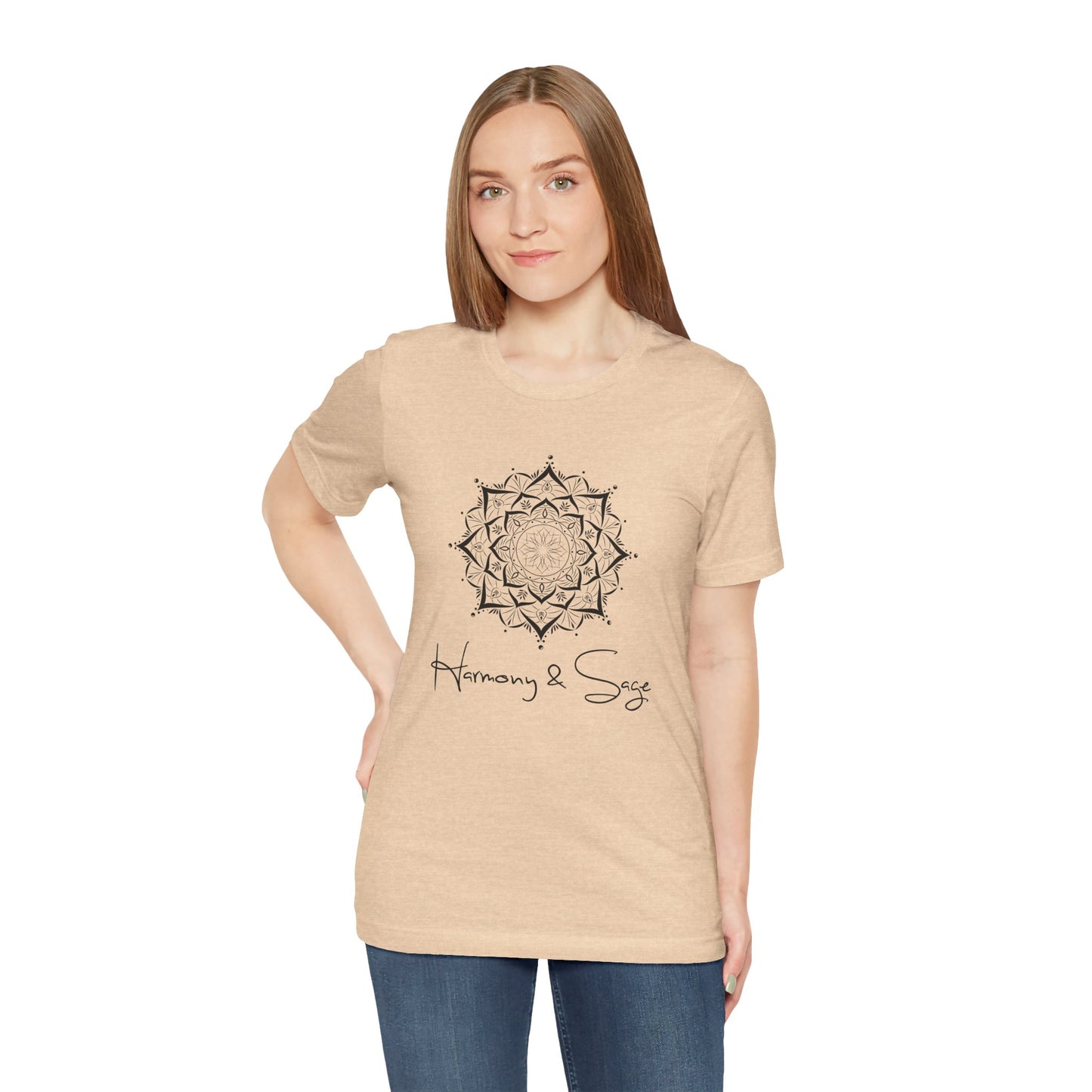 Mandala Harmony Unisex Logo Tee, Boho Style, Spiritual Gift, Meditation Shirt, Yoga Apparel, Casual Wear