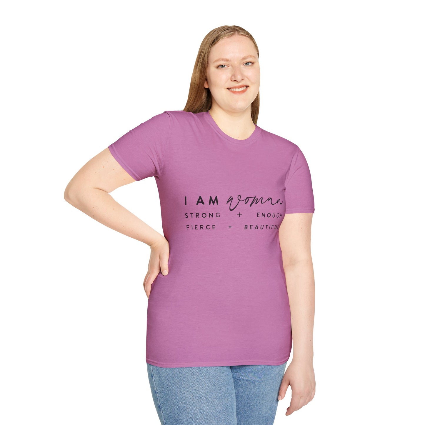 Empowering Woman T-Shirt | I Am Woman Strong + Fierce + Beautiful | Gift for Her, Feminist Apparel, Casual Wear, Motivational Tee