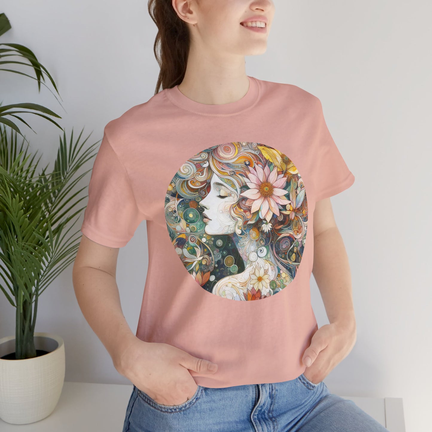 Bohemian Floral Short Sleeve Tee, Relaxed Fit T-Shirt for Women, Cute Gift for Her, Summer Fashion, Casual Vibe Top