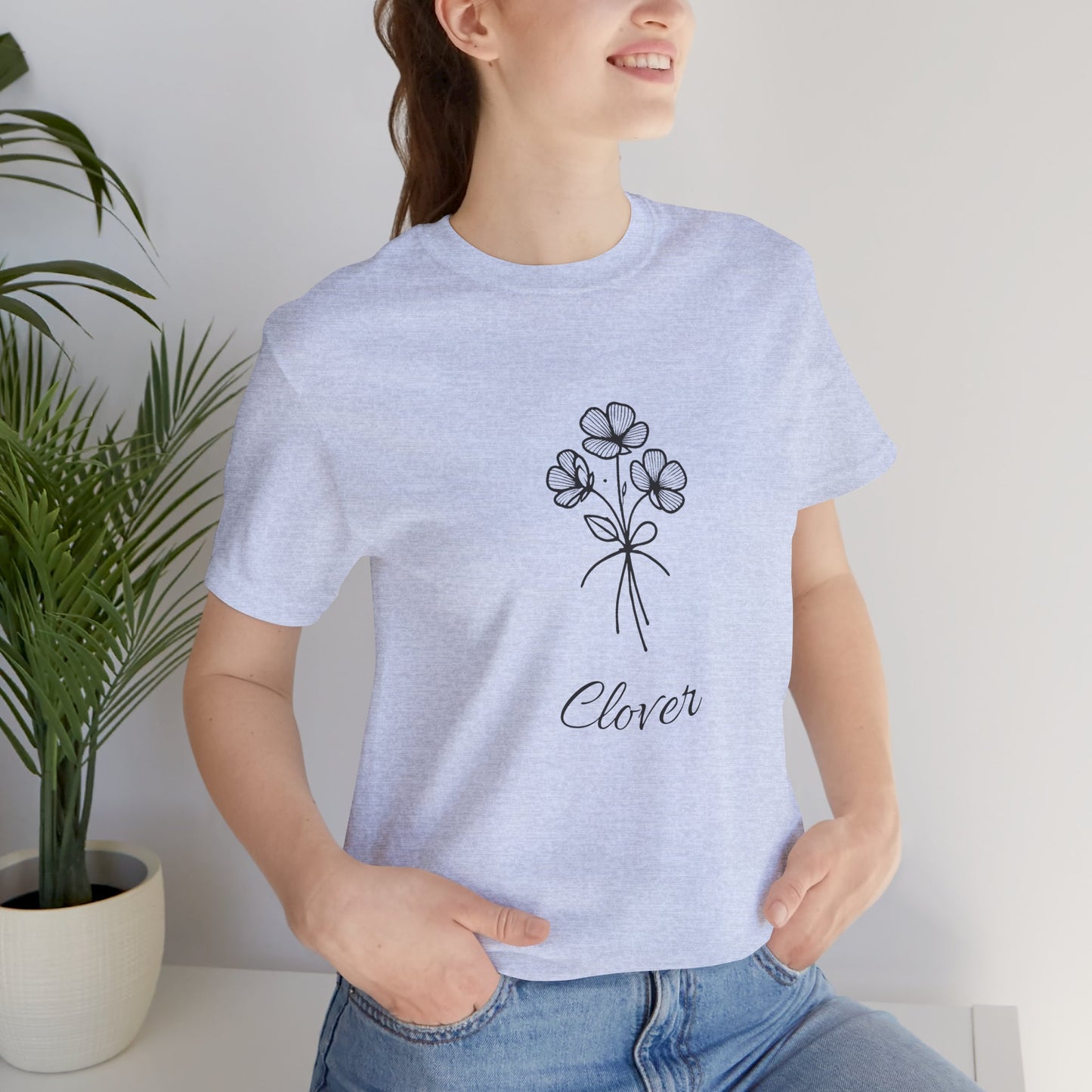 Clover Floral Short Sleeve Tee - Nature Lover Shirt, Casual Wear, Gift for Friends, Cute Tee, Spring Outfit