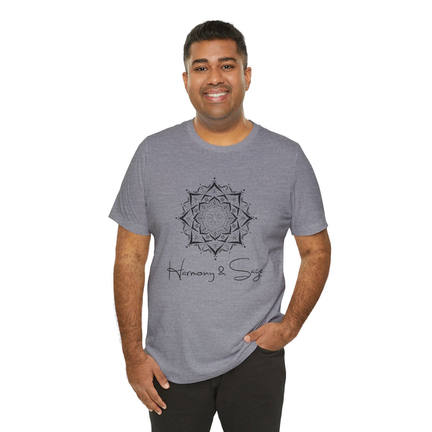 Mandala Harmony Unisex Logo Tee, Boho Style, Spiritual Gift, Meditation Shirt, Yoga Apparel, Casual Wear