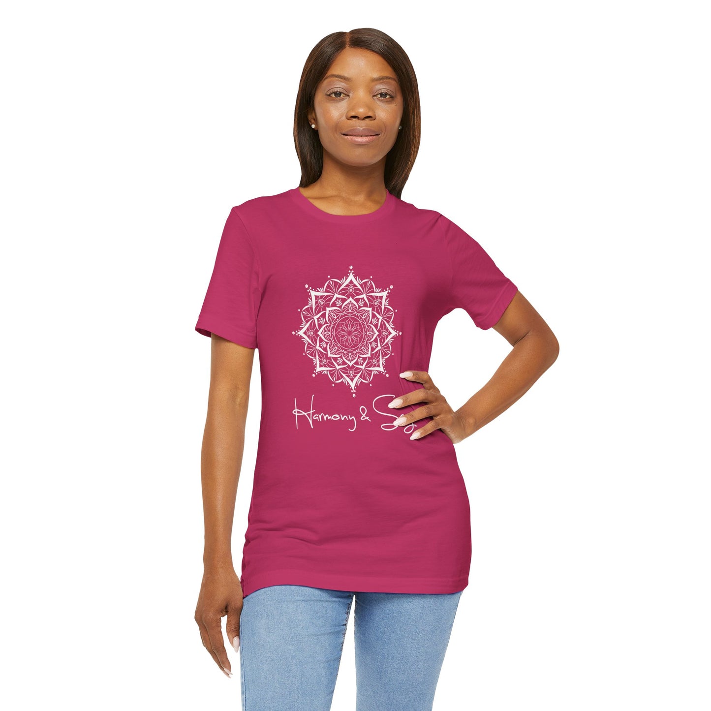 Mandala Harmony Unisex Logo Tee, Boho Style, Spiritual Gift, Meditation Shirt, Yoga Apparel, Casual Wear