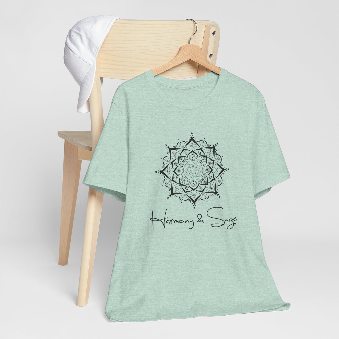 Mandala Harmony Unisex Logo Tee, Boho Style, Spiritual Gift, Meditation Shirt, Yoga Apparel, Casual Wear