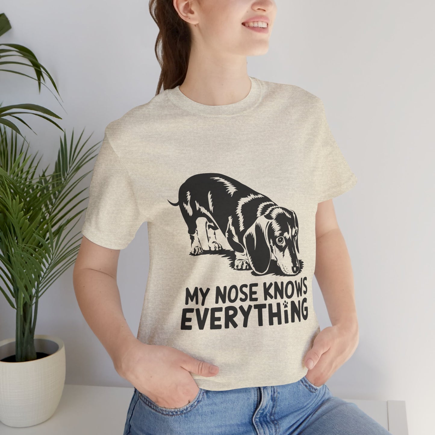 Cute Dog-Themed Tee for Pet Lovers, Casual T-Shirt for Animal Lovers, Gift for Dog Owners, My Nose Knows Everything Shirt