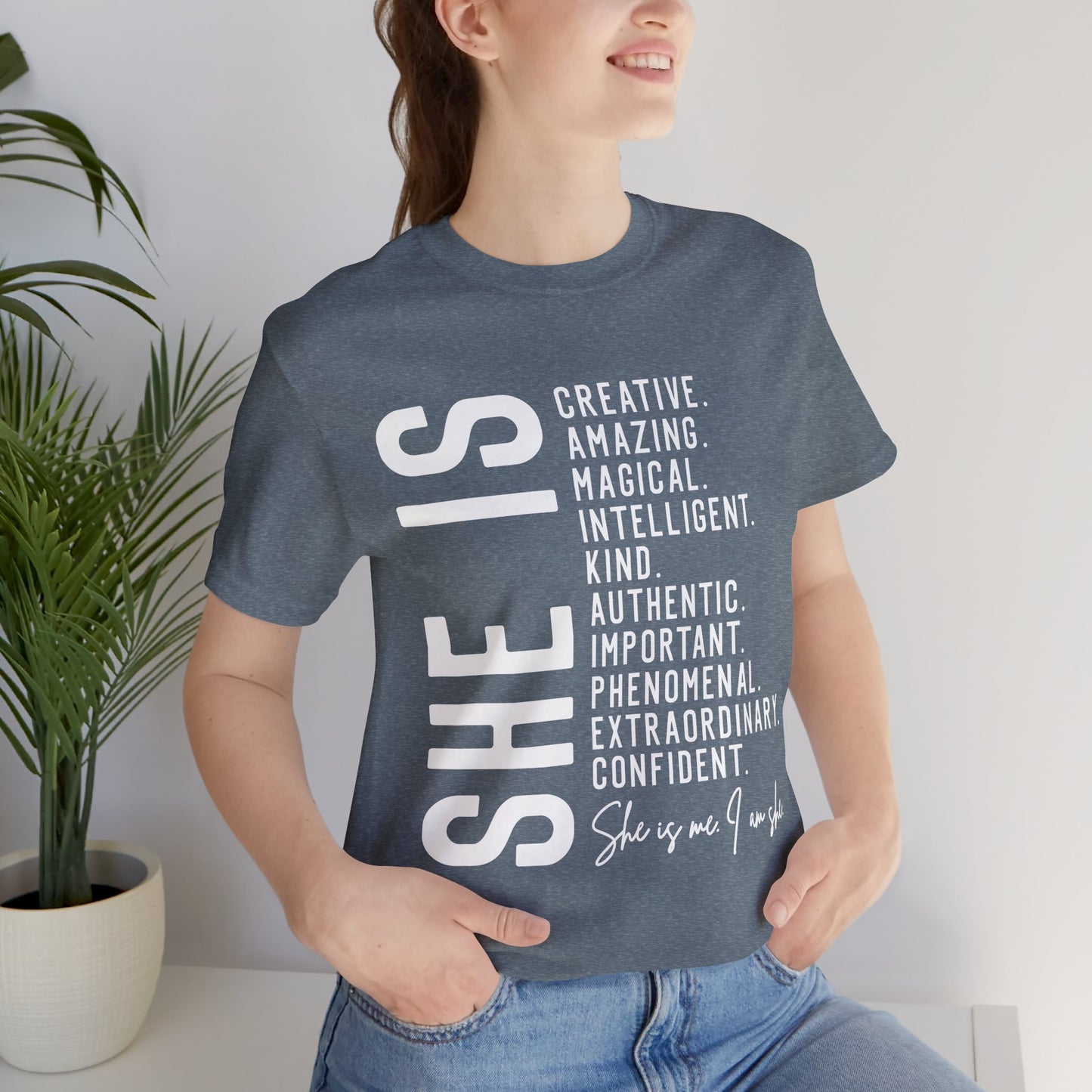 Empowering Women's Statement Tee - She Is Creative and Confident, Inspirational Gift, Motivational Shirt, Everyday Wear, Self-Love Apparel