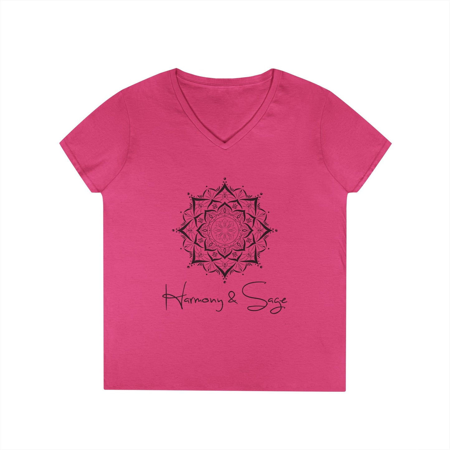 Harmony & Sage V-Neck T-Shirt, Spiritual Gift, Yoga Shirt, Meditation Top, Casual Wear, Mindfulness Apparel