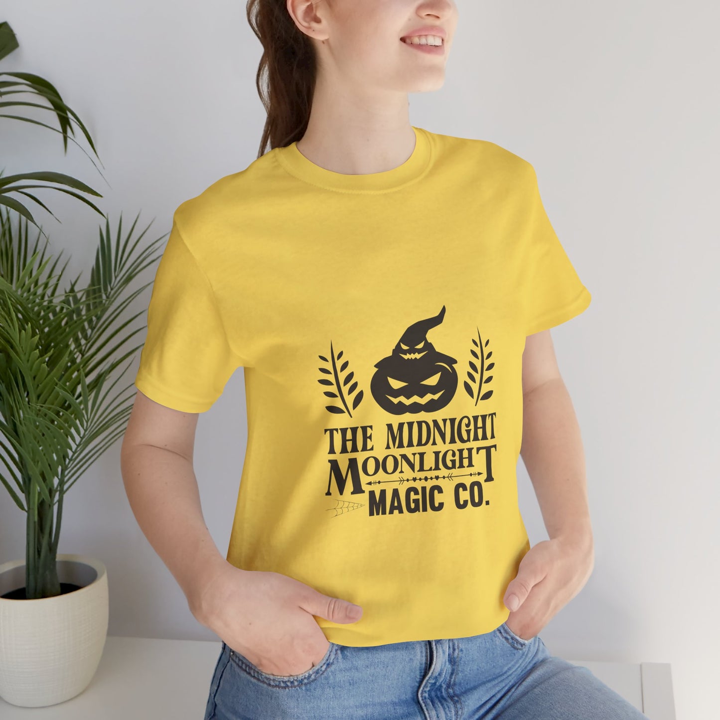 Midnight Moonlight Magic Pumpkin Tee - Unisex Short Sleeve T-Shirt for Halloween Fun