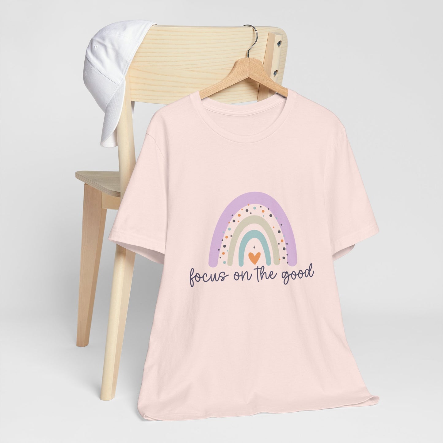Rainbow Inspirational Tee - Focus on the Good | Positive Vibes T-Shirt, Casual Wear, Gift for Her, Motivational Shirt, Everyday Top