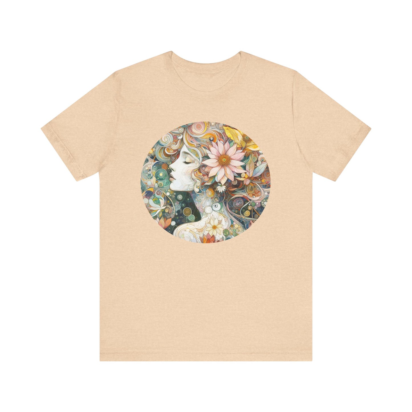 Bohemian Floral Short Sleeve Tee, Relaxed Fit T-Shirt for Women, Cute Gift for Her, Summer Fashion, Casual Vibe Top