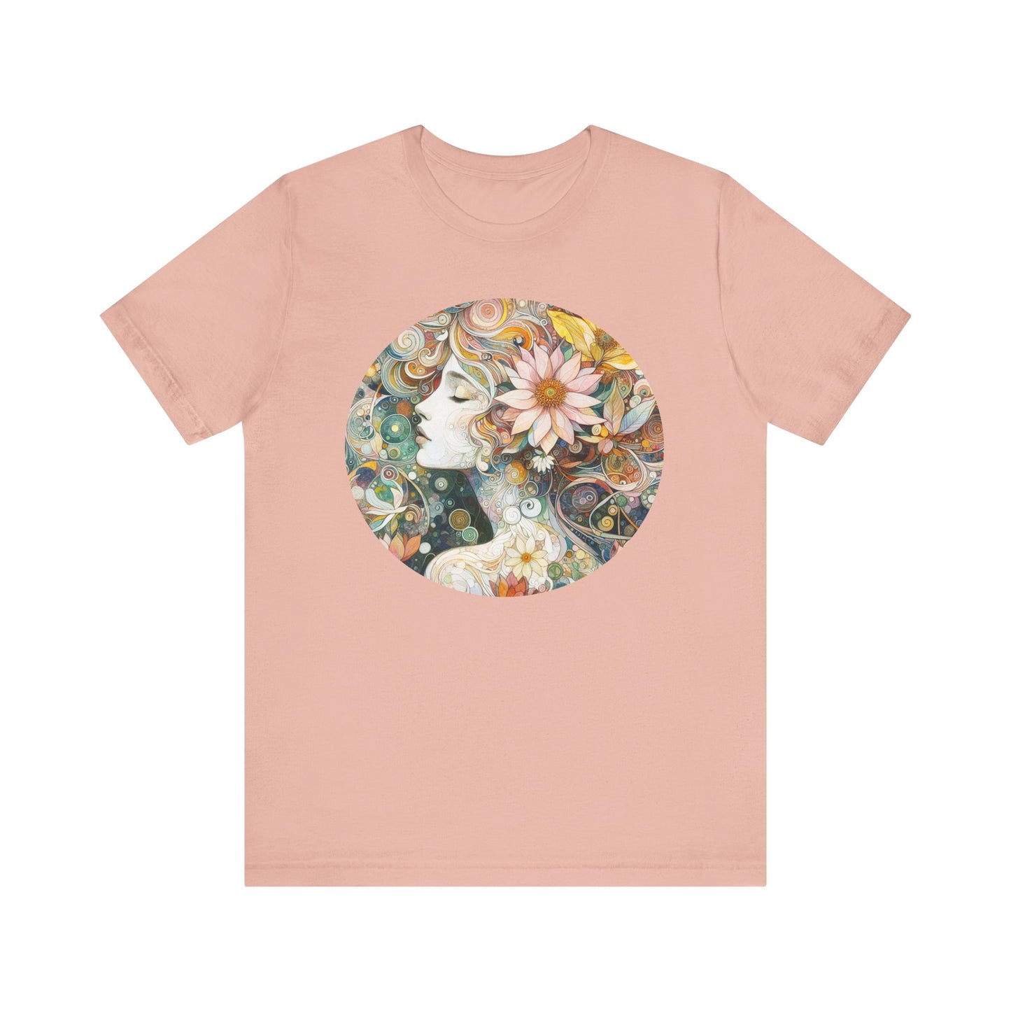 Bohemian Floral Short Sleeve Tee, Relaxed Fit T-Shirt for Women, Cute Gift for Her, Summer Fashion, Casual Vibe Top