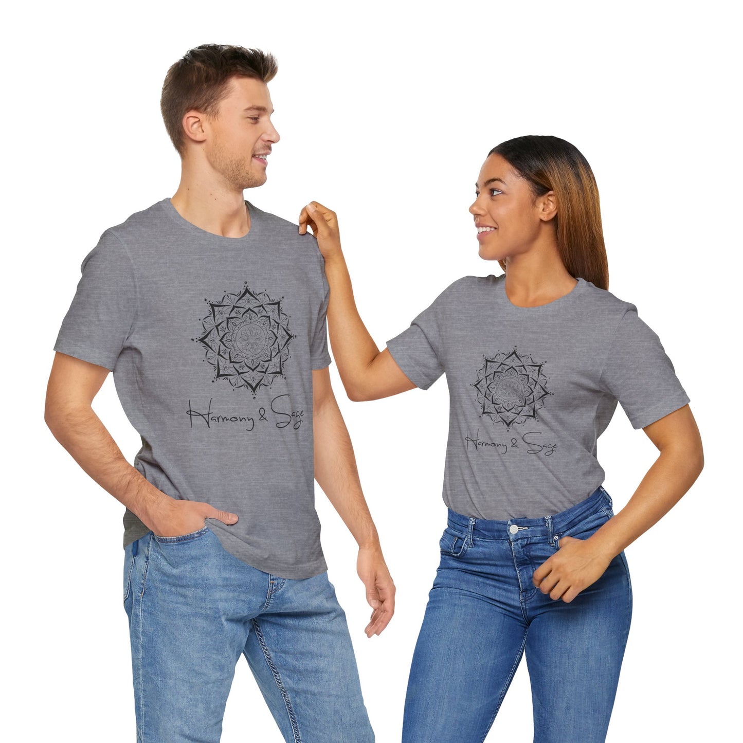 Mandala Harmony Unisex Logo Tee, Boho Style, Spiritual Gift, Meditation Shirt, Yoga Apparel, Casual Wear