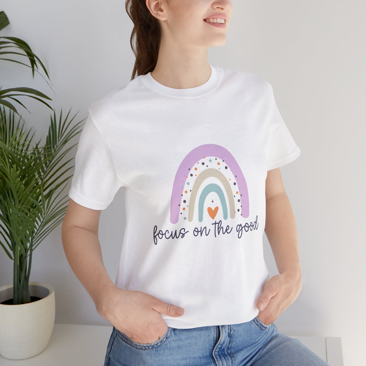 Rainbow Inspirational Tee - Focus on the Good | Positive Vibes T-Shirt, Casual Wear, Gift for Her, Motivational Shirt, Everyday Top