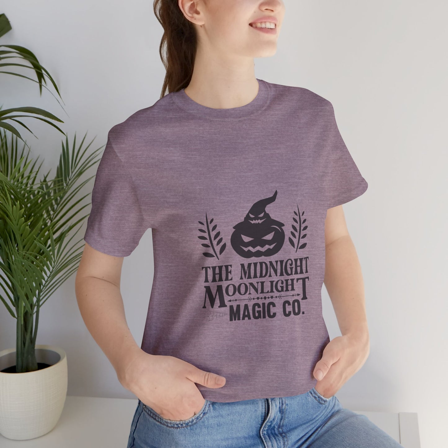 Midnight Moonlight Magic Pumpkin Tee - Unisex Short Sleeve T-Shirt for Halloween Fun