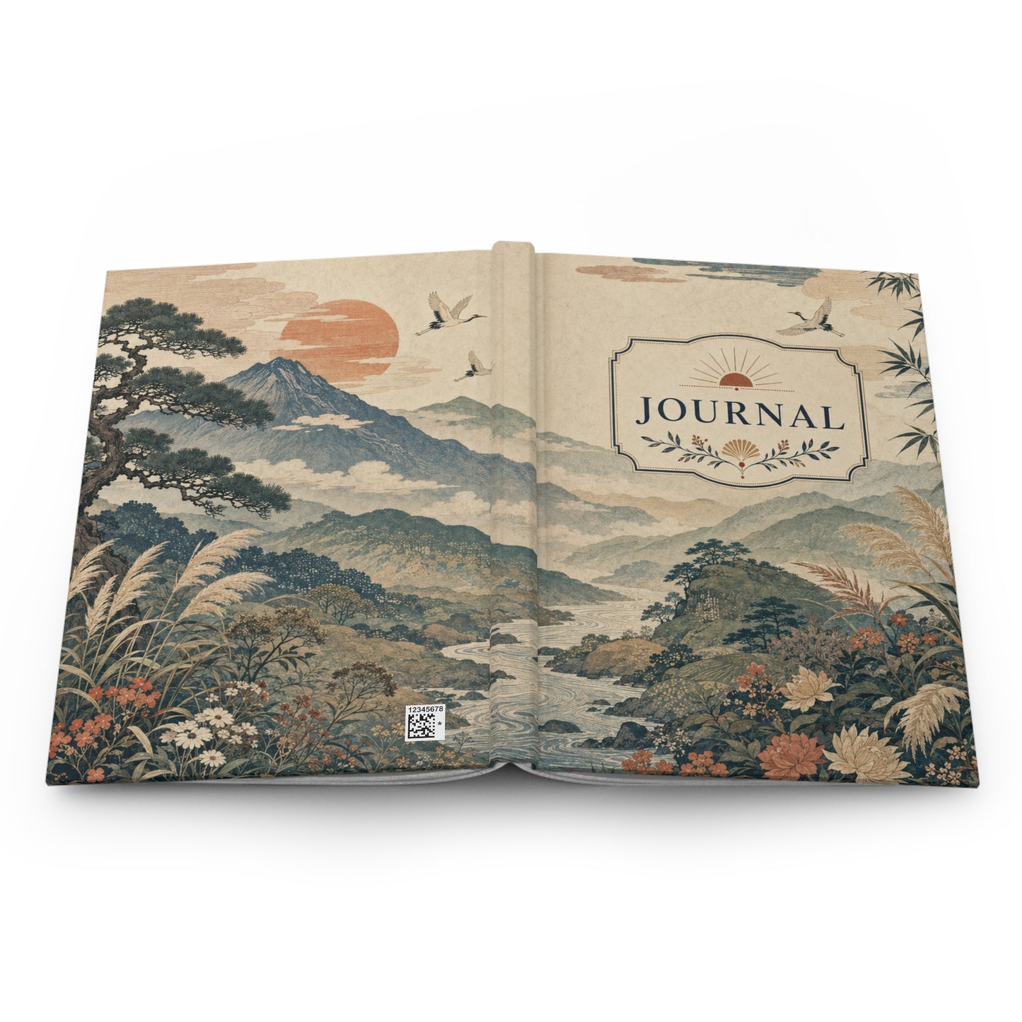 Vintage Mountain Journal — Hardcover Matte Notebook with Scenic Sunrise Design