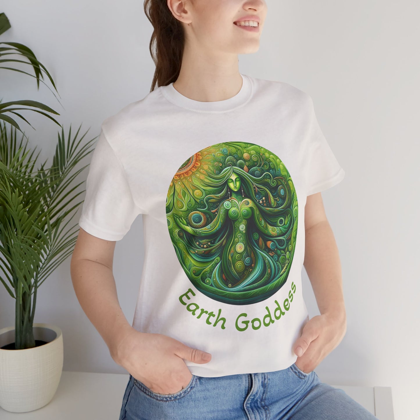 Earth Goddess Unisex Jersey Tee, Eco-Friendly Shirt, Nature Lover Tee, Spiritual Gift, Bohemian Style Top, Earth Day Apparel