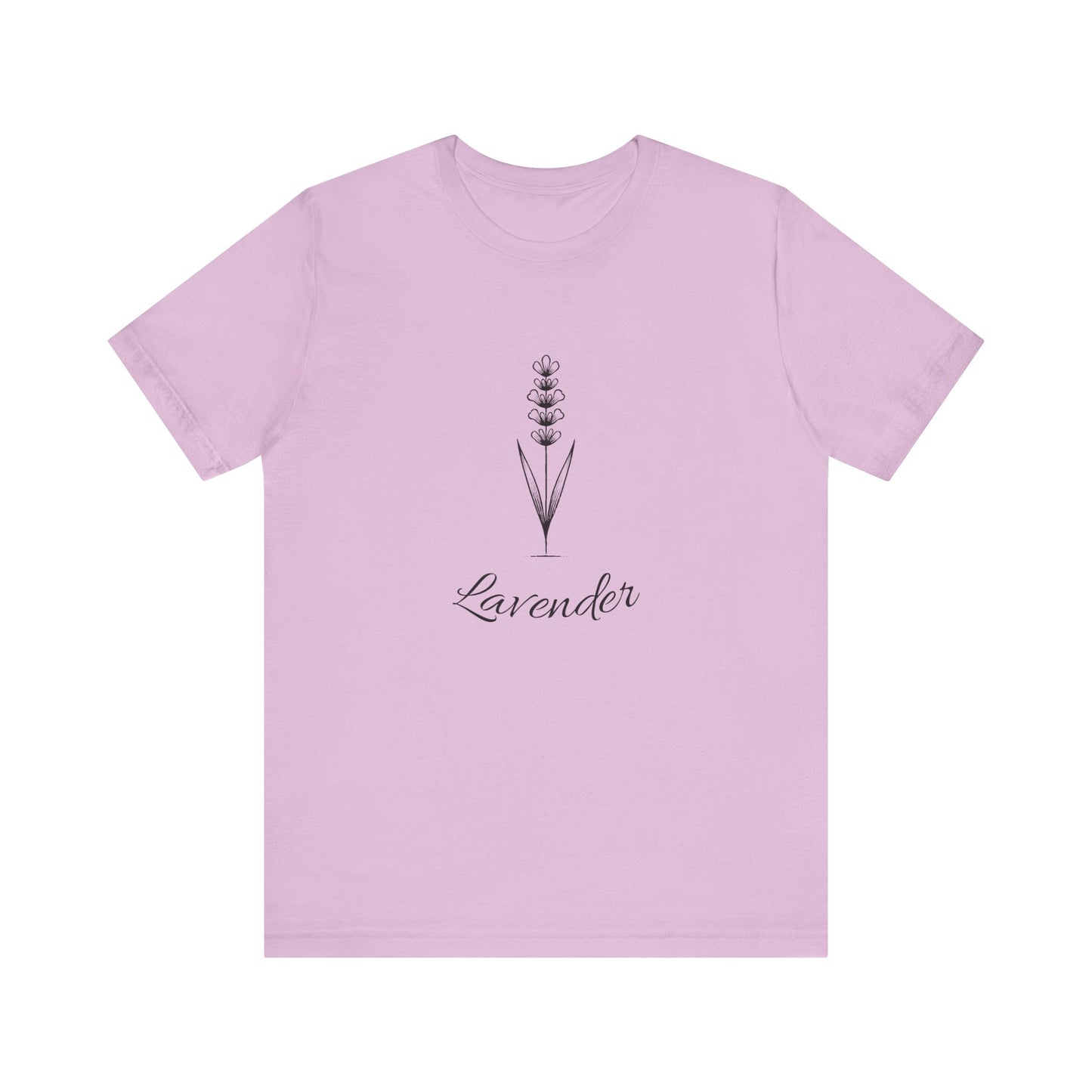 Lavender Unisex Short Sleeve Tee, Floral Graphic Tee, Nature Lover Gift, Minimalist Style Shirt, Eco-Friendly Casual Wear