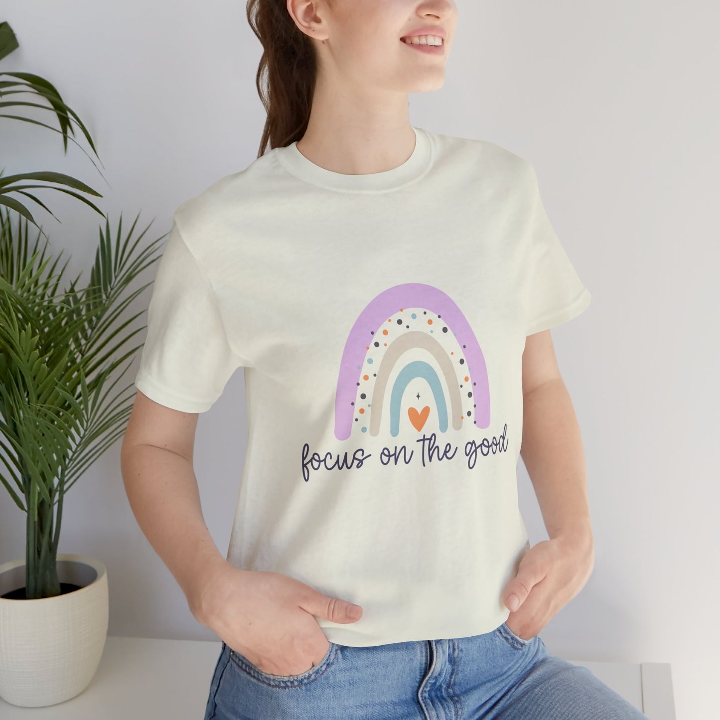 Rainbow Inspirational Tee - Focus on the Good | Positive Vibes T-Shirt, Casual Wear, Gift for Her, Motivational Shirt, Everyday Top