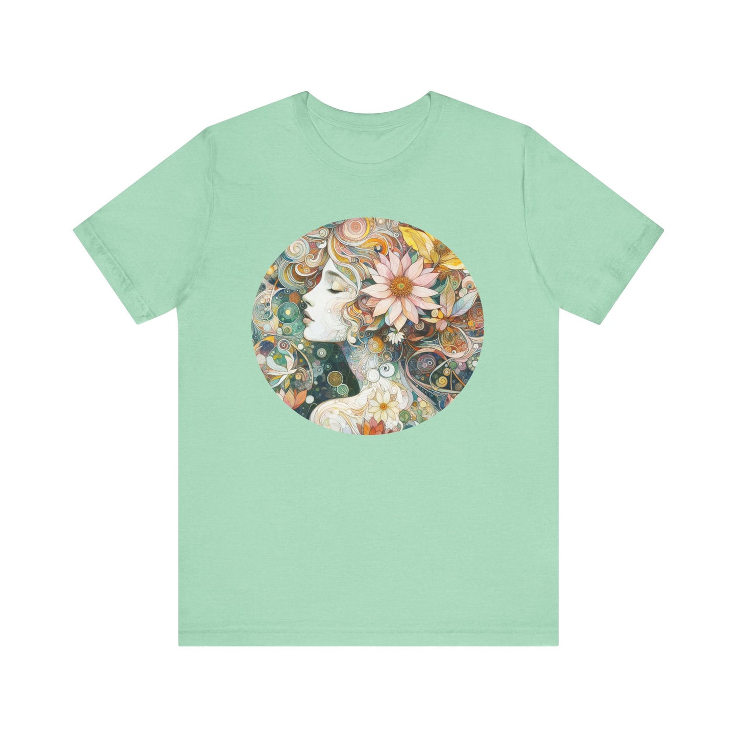 Bohemian Floral Short Sleeve Tee, Relaxed Fit T-Shirt for Women, Cute Gift for Her, Summer Fashion, Casual Vibe Top