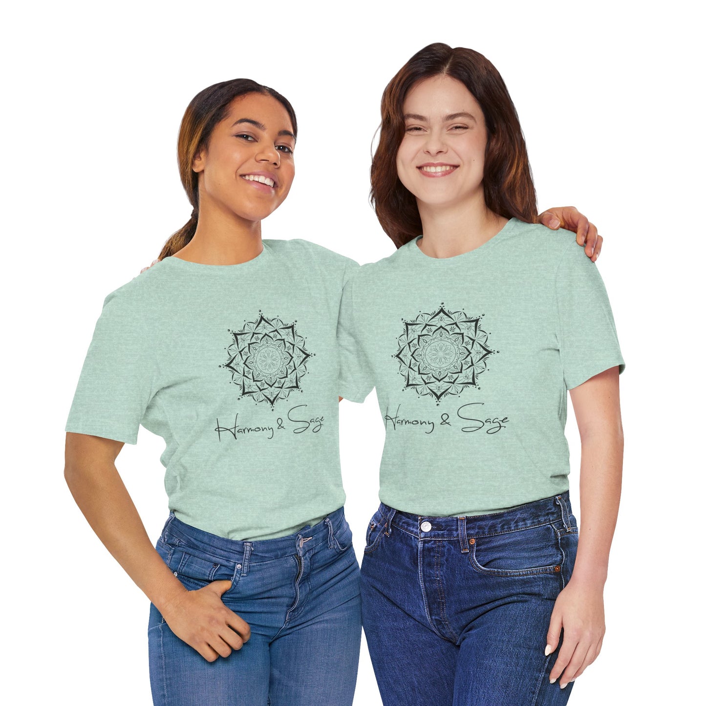 Mandala Harmony Unisex Logo Tee, Boho Style, Spiritual Gift, Meditation Shirt, Yoga Apparel, Casual Wear