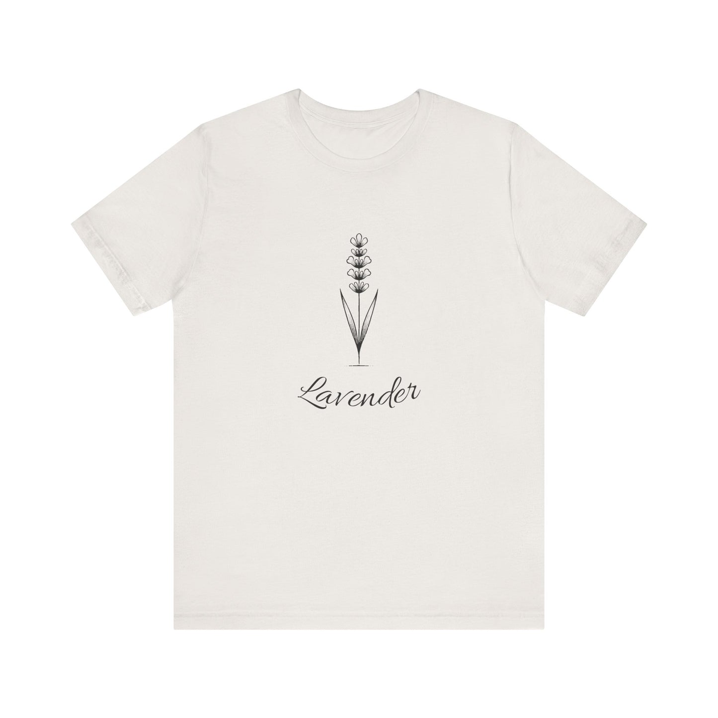 Lavender Unisex Short Sleeve Tee, Floral Graphic Tee, Nature Lover Gift, Minimalist Style Shirt, Eco-Friendly Casual Wear