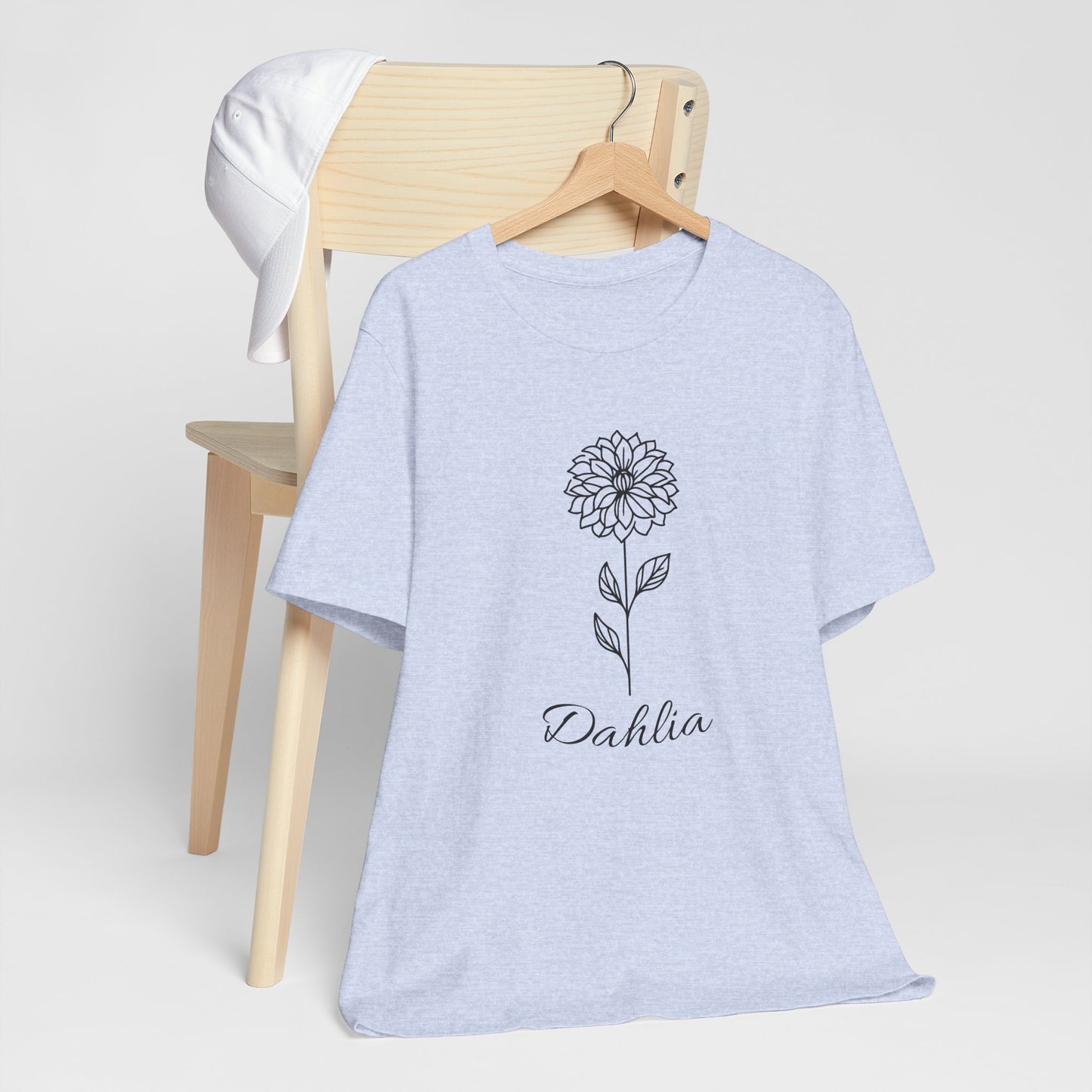Floral Graphic Tee: Hand-Drawn Dahlia T-Shirt, Nature Lover Gift, Casual Wear, Spring Fashion, Botanical Art Style