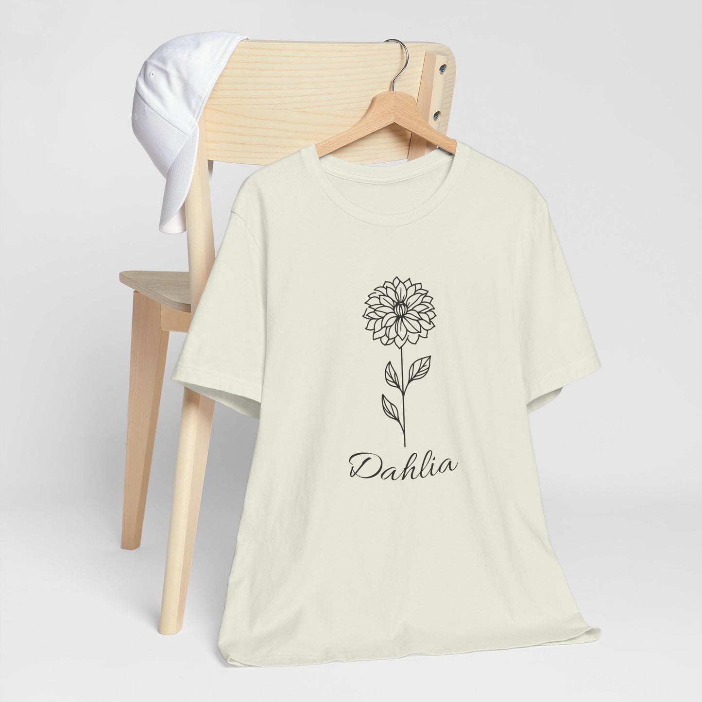 Floral Graphic Tee: Hand-Drawn Dahlia T-Shirt, Nature Lover Gift, Casual Wear, Spring Fashion, Botanical Art Style
