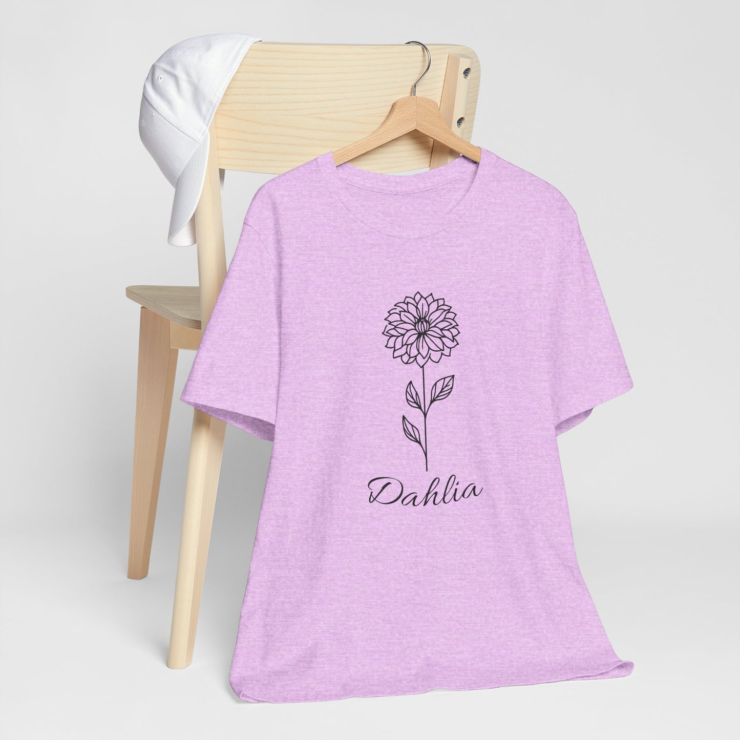 Floral Graphic Tee: Hand-Drawn Dahlia T-Shirt, Nature Lover Gift, Casual Wear, Spring Fashion, Botanical Art Style