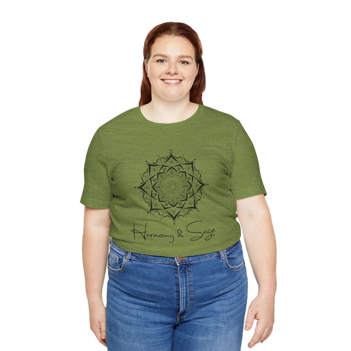 Mandala Harmony Unisex Logo Tee, Boho Style, Spiritual Gift, Meditation Shirt, Yoga Apparel, Casual Wear
