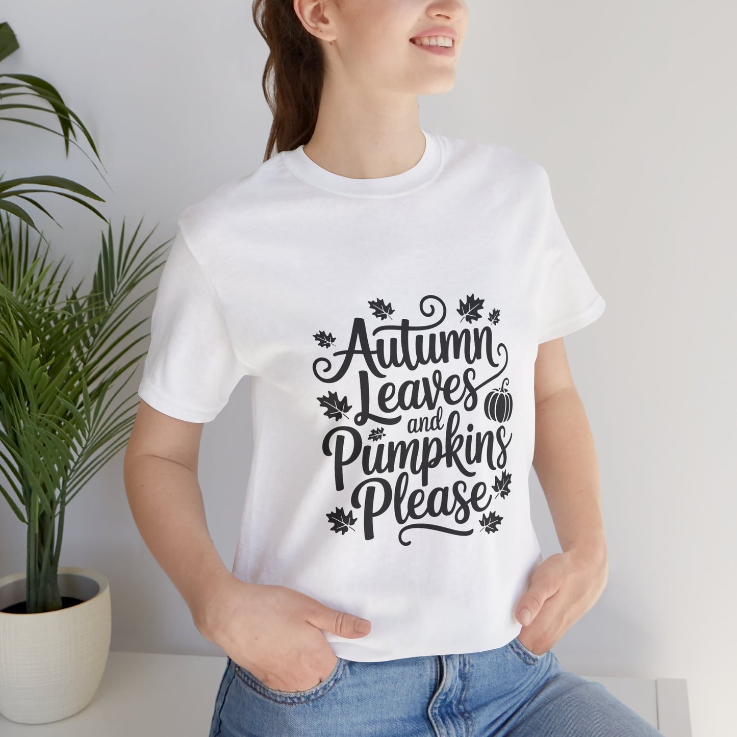 Autumn Leaves & Pumpkins Please Tee, Fall T-Shirt, Halloween Shirt, Thanksgiving Apparel, Seasonal Outfit, Autumn Fashion