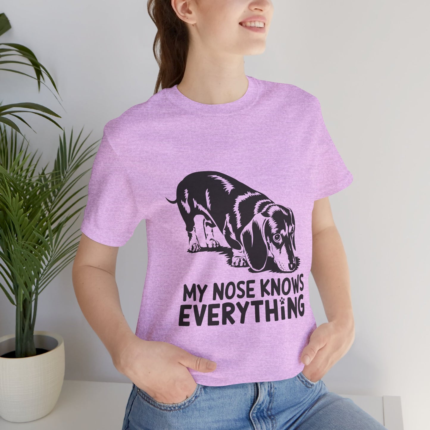 Cute Dog-Themed Tee for Pet Lovers, Casual T-Shirt for Animal Lovers, Gift for Dog Owners, My Nose Knows Everything Shirt
