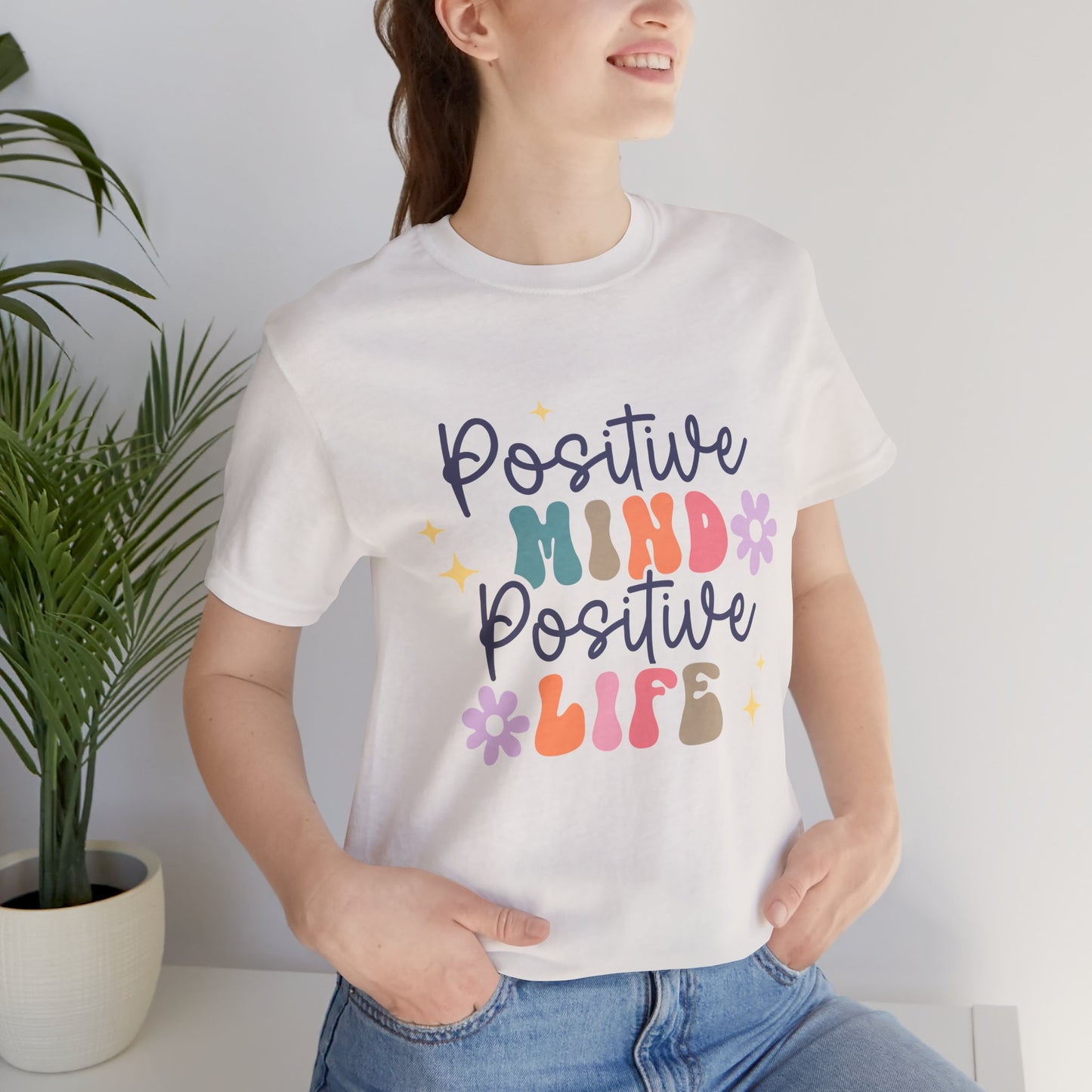 Positive Mind Positive Life Tee, Motivational T-Shirt, Casual Wear, Gift Idea, Self-Care Apparel, Positive Vibes