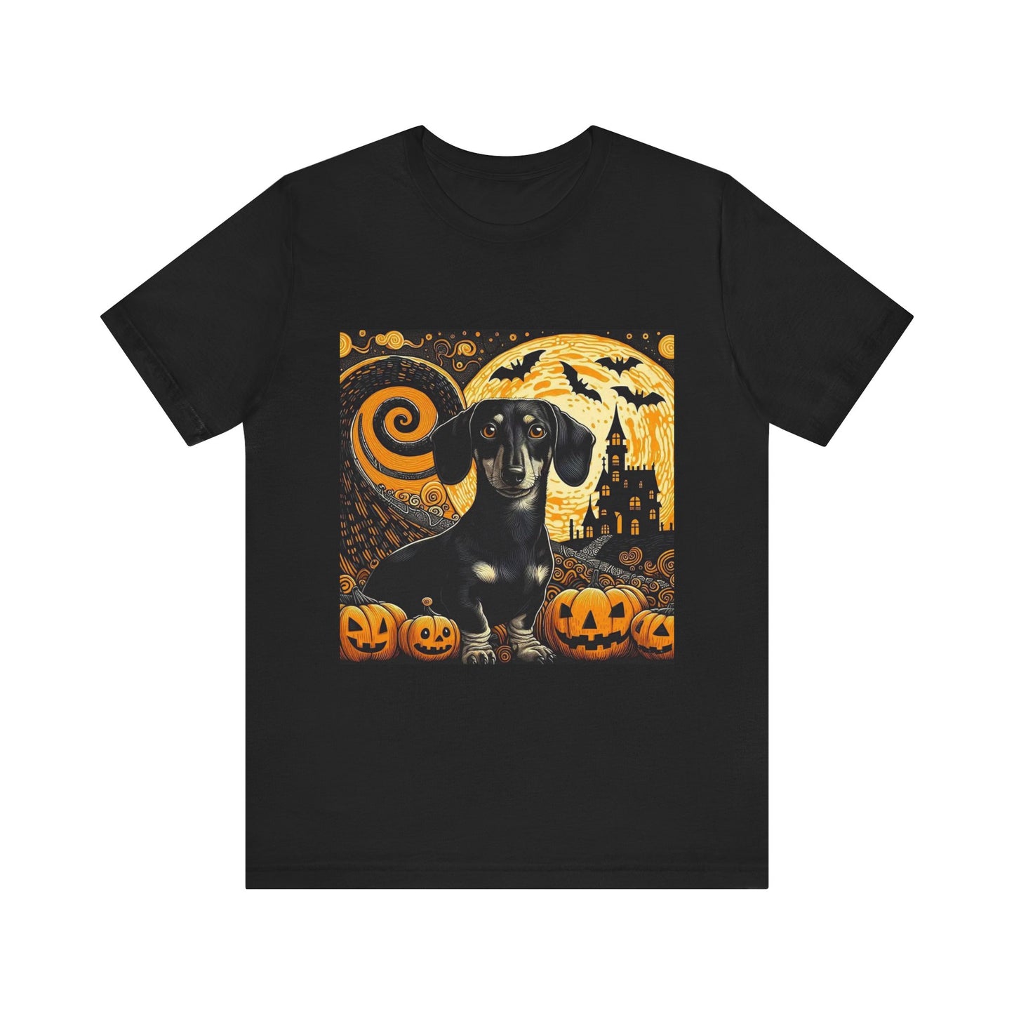 Halloween Dachshund Graphic Tee, Spooky Dog Shirt, Fall T-Shirt, Cute Pet Lover Gift, Unisex Halloween Apparel, Pumpkin Halloween Top