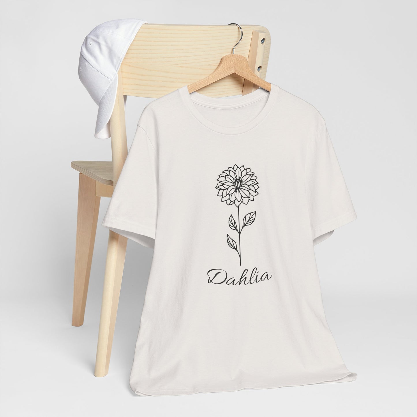 Floral Graphic Tee: Hand-Drawn Dahlia T-Shirt, Nature Lover Gift, Casual Wear, Spring Fashion, Botanical Art Style