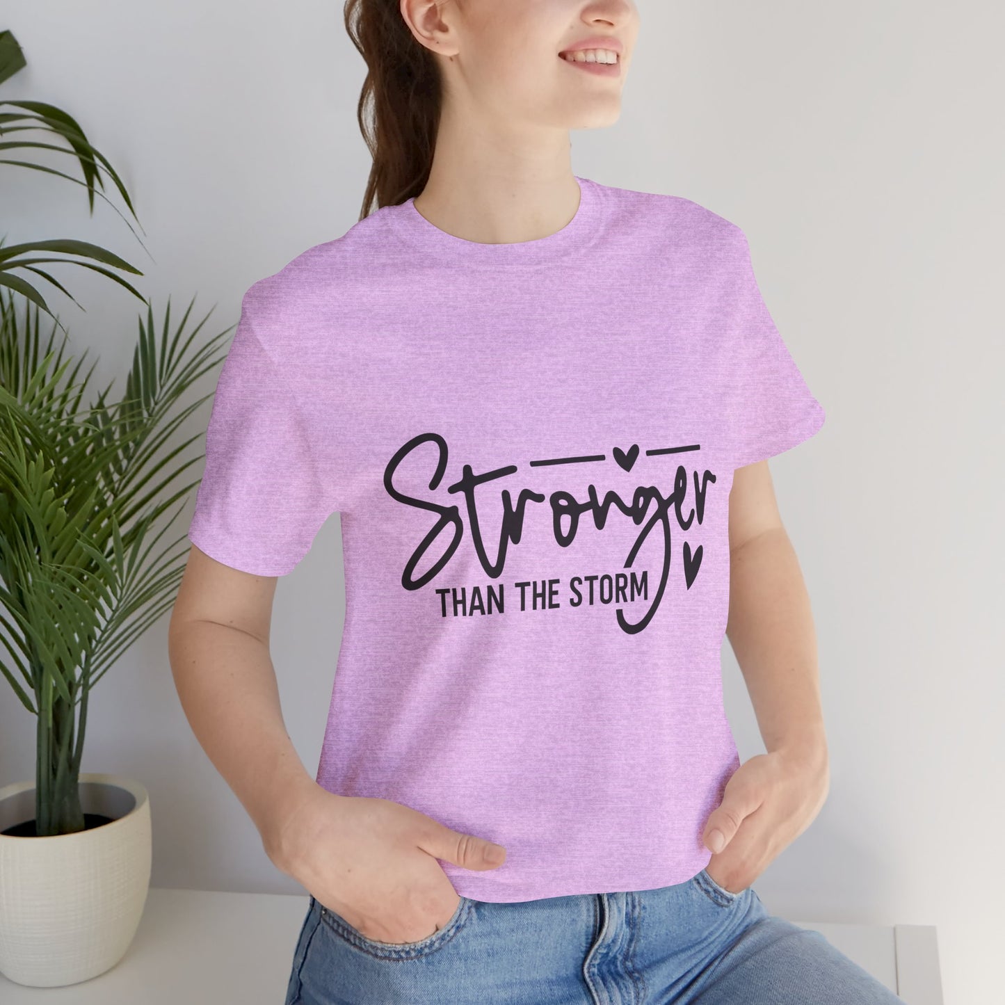 Inspirational Graphic Tee - Stronger Than The Storm, Positive Affirmation Shirt, Unisex Motivational Tee, Gift for Resilience, Casual Wear