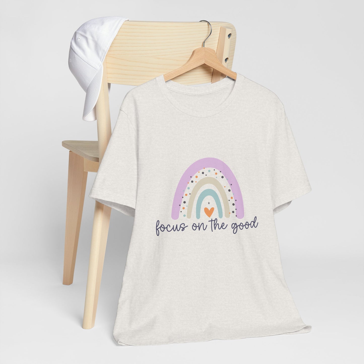 Rainbow Inspirational Tee - Focus on the Good | Positive Vibes T-Shirt, Casual Wear, Gift for Her, Motivational Shirt, Everyday Top