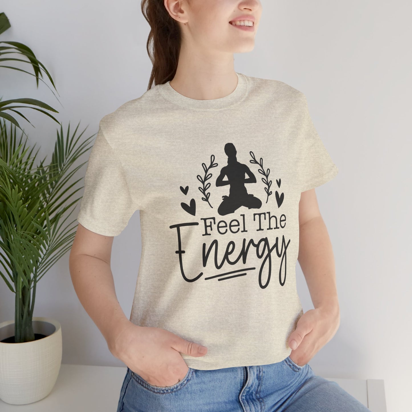 Feel the Energy Unisex Jersey Short Sleeve Tee, Yoga Shirt, Mindfulness Tee, Meditation T-Shirt, Gift for Wellness Lovers