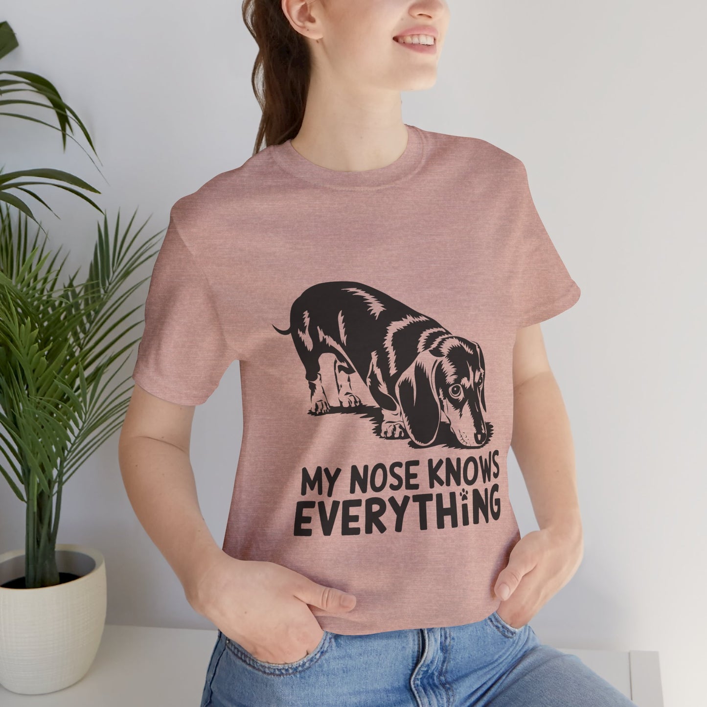 Cute Dog-Themed Tee for Pet Lovers, Casual T-Shirt for Animal Lovers, Gift for Dog Owners, My Nose Knows Everything Shirt