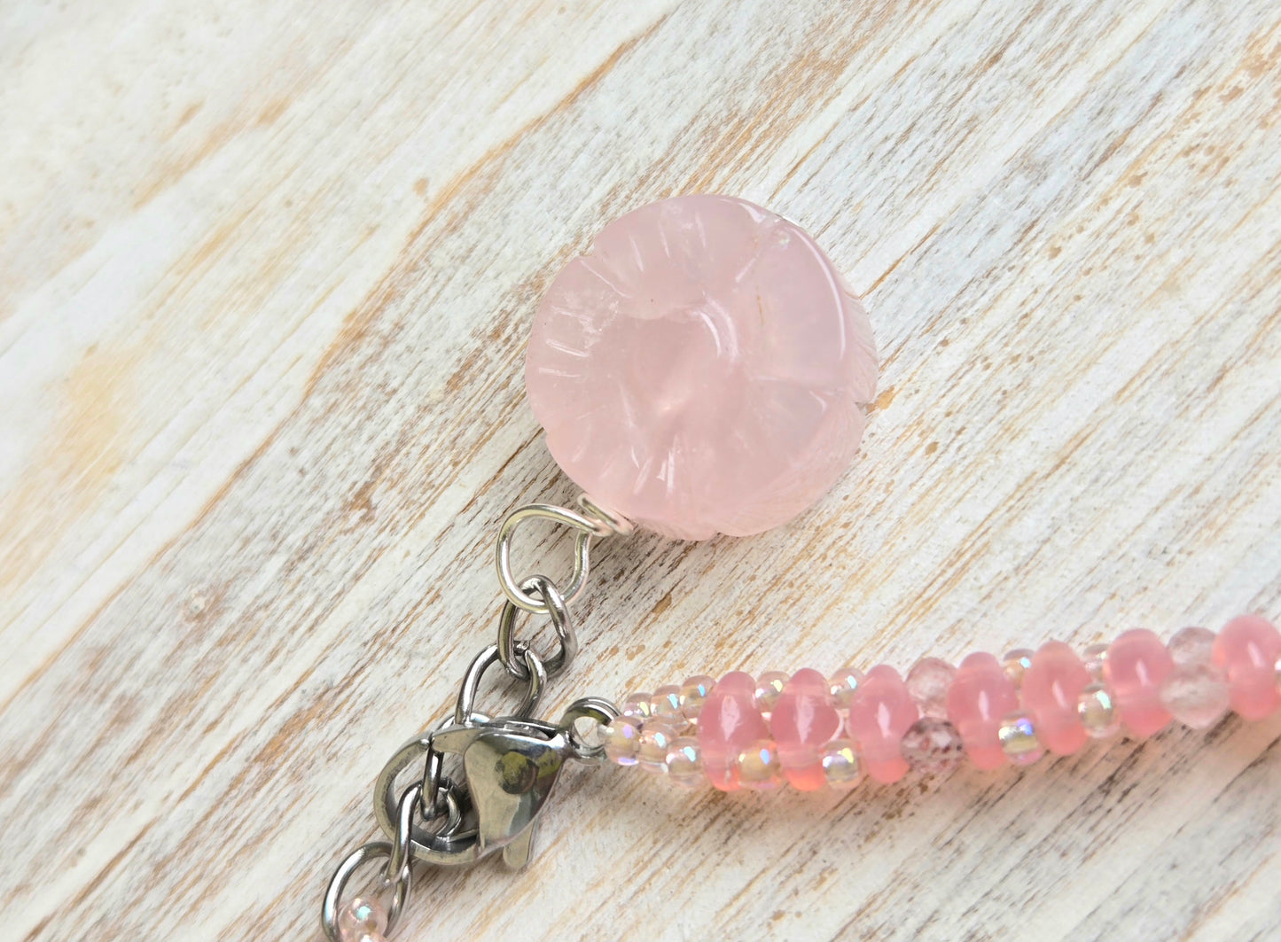 Strawberry Quartz Handbeaded Healing Bracelet
