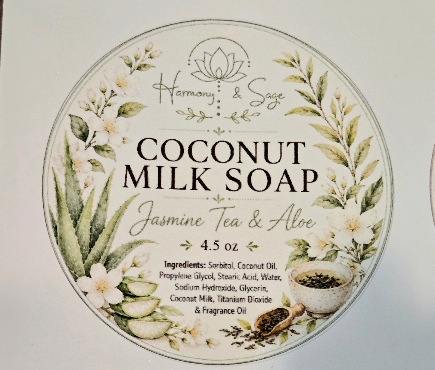 Jasmine Tea & Aloe Coconut Milk Soap (Detergent Free), Summer Edition