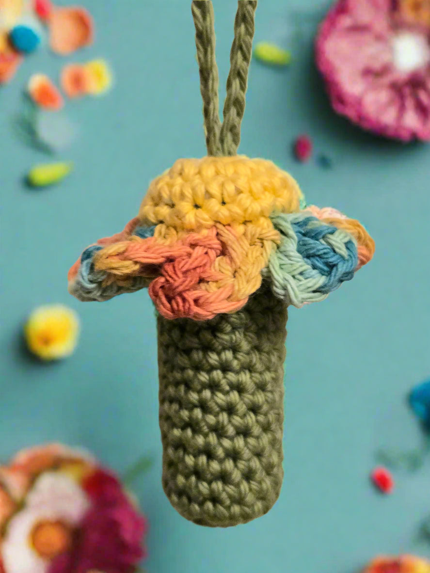 Crochet Flower Lip Balm Holder