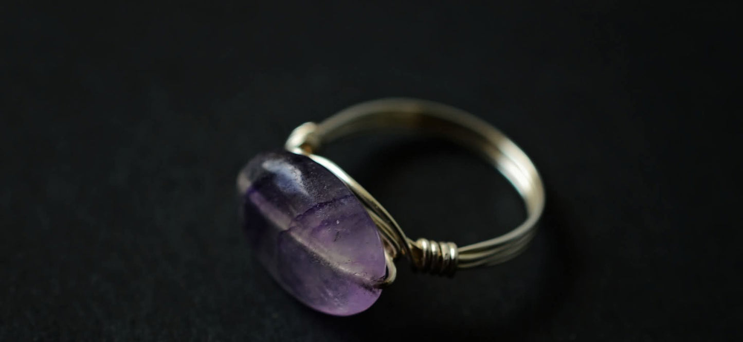 Fluorite Wire Wrapped Ring
