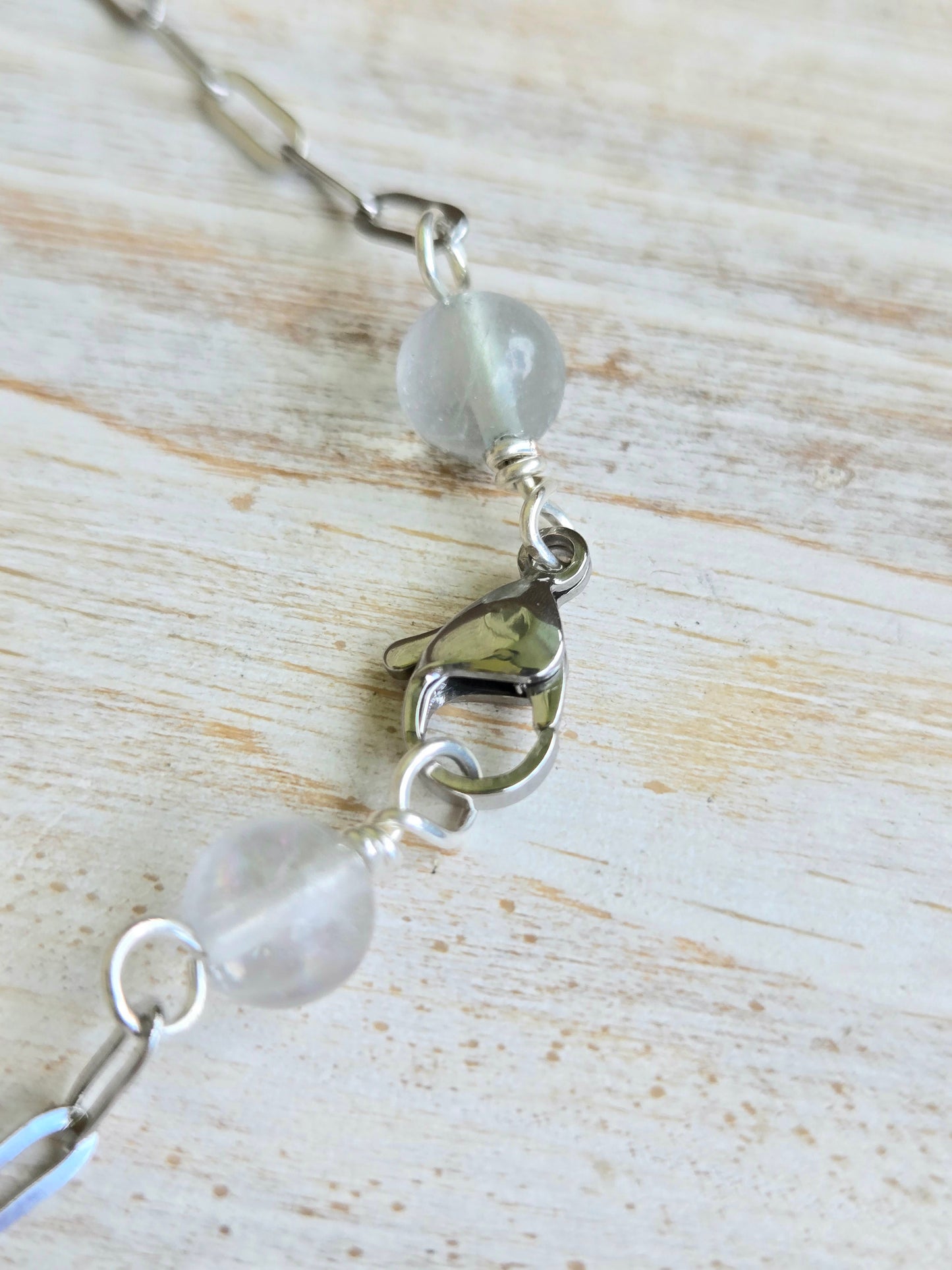 Fluorite Healing Steel Paperclip Necklace