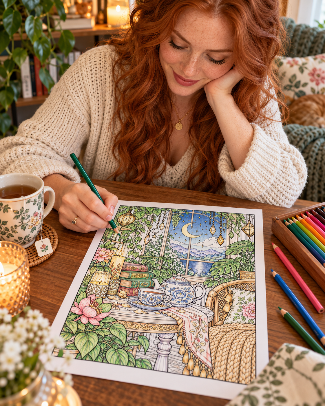 Digital Coloring Pages, Adult Coloring Art, Serene Scenes, Relaxation
