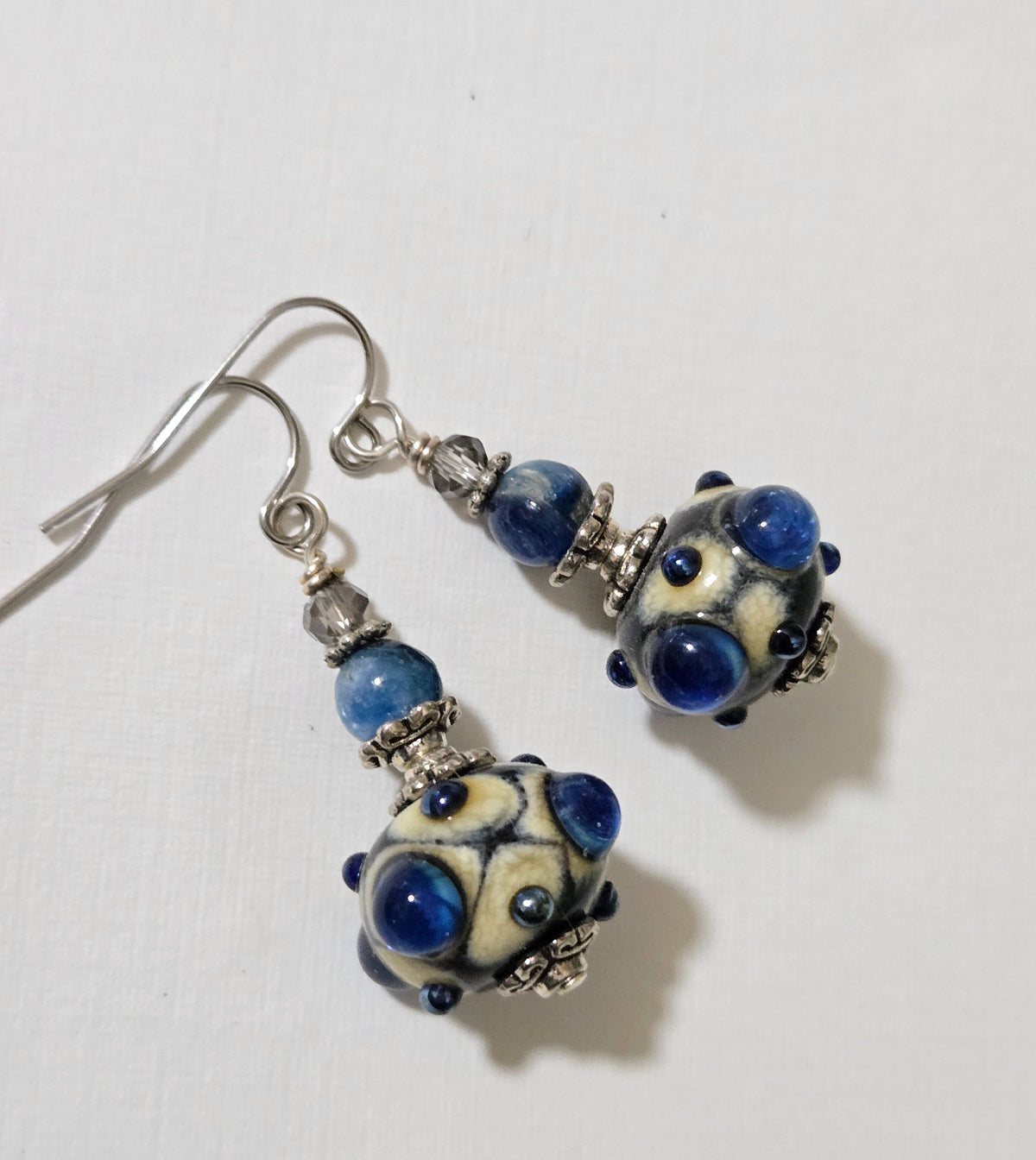 Kyanite Lampwork Steel Earrings